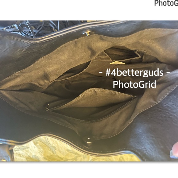 Aldo Fringe Handle Shoulder | Cross Body Adjustable Handle Black Satchel Purse - Picture 5 of 16